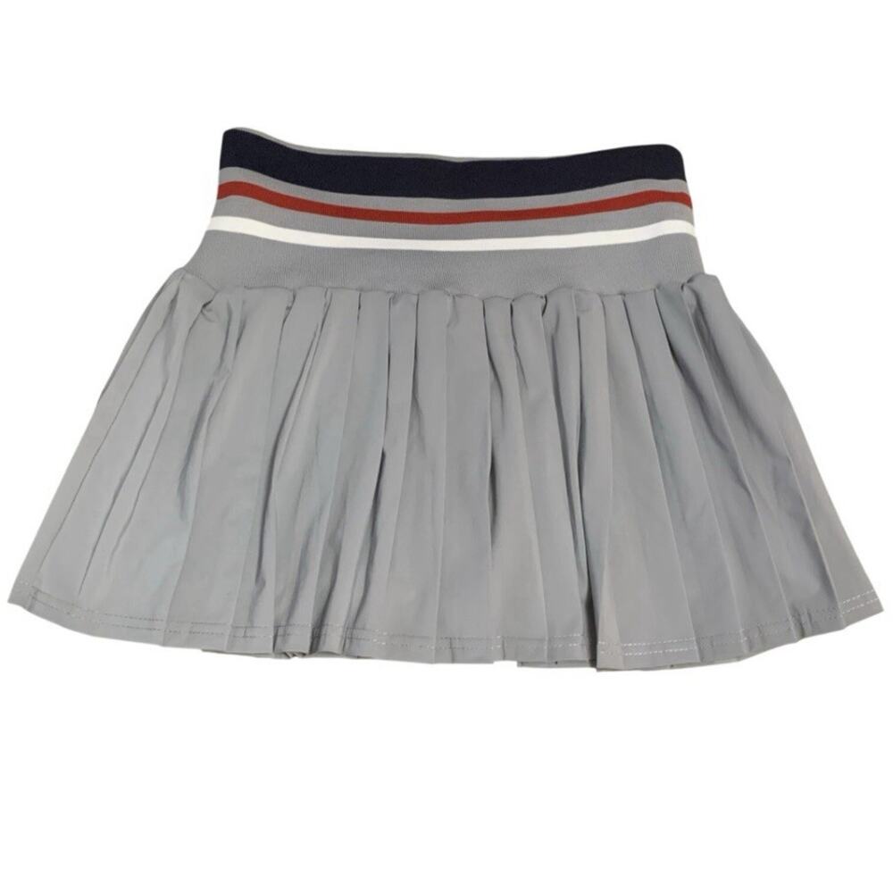 Jolie & Joy Gray Pleated Athletic Skort Large Tennis Golf Striped Waistband